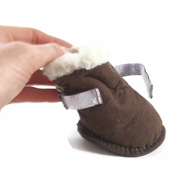 Dogs Winter Boots Outdoor Dog Warm Boot Paws Protector Small Brown Pet Shoes - Picture 6 of 9